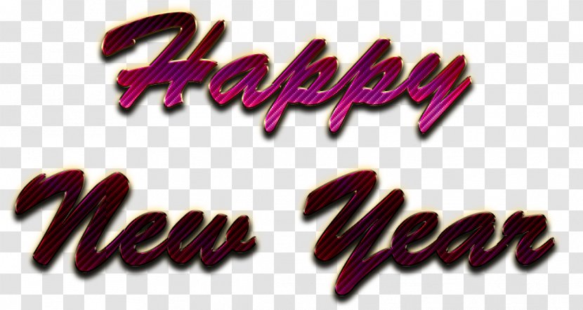 Happy New Year Word Art - Magenta Transparent PNG