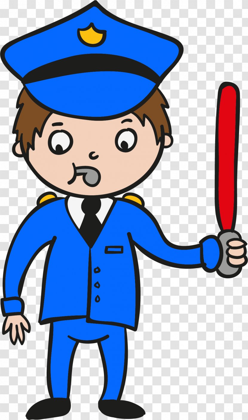 Cartoon Police Officer - Artwork - A Whistle Policeman Transparent PNG