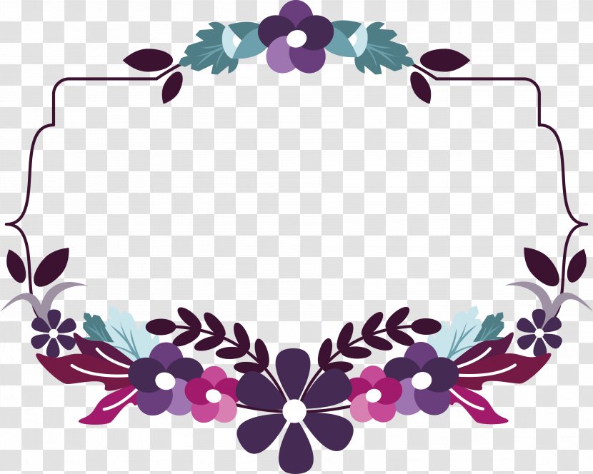 Blue Flower Title Box - Purple - Floral Design Transparent PNG