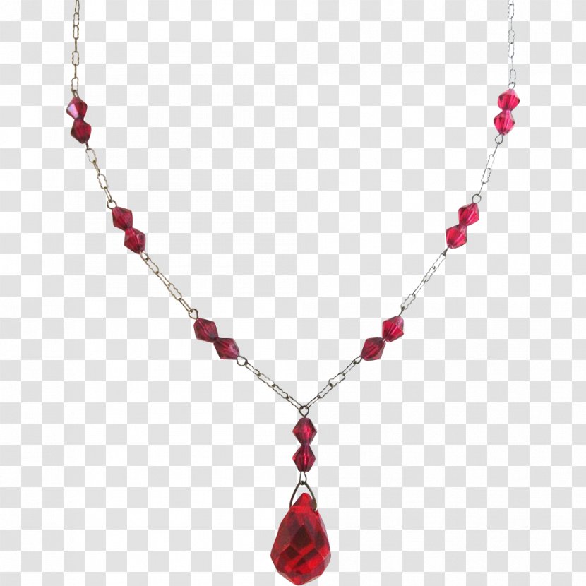Necklace Jewellery Ruby Glass Red - Silver - NECKLACE Transparent PNG