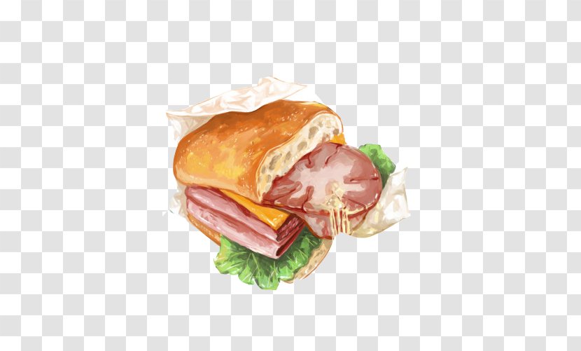 Breakfast Sandwich Ham Meatloaf Submarine Cheeseburger - Food - Vegetable Meat Pie Chips Painting Material Picture Transparent PNG