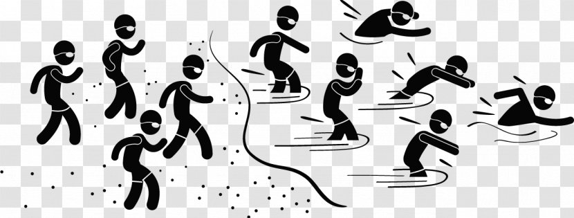 Stick Figure Drawing Triathlon - Running - Cycling Transparent PNG