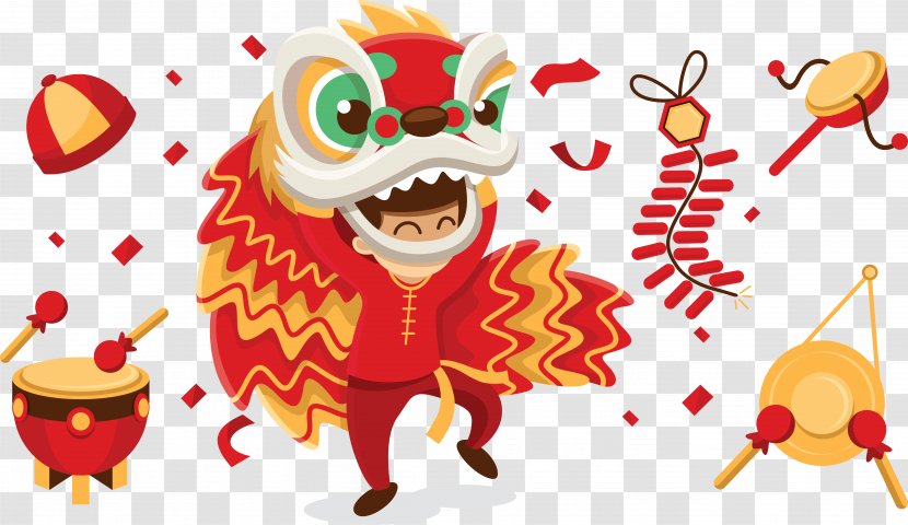 Lion Dance Chinese New Year - Vector Material Transparent PNG