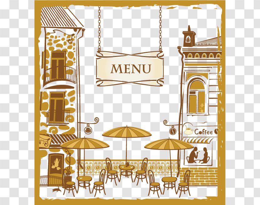Cafe Menu Cartoon Restaurant - Yellow - Cover Design Material Transparent PNG