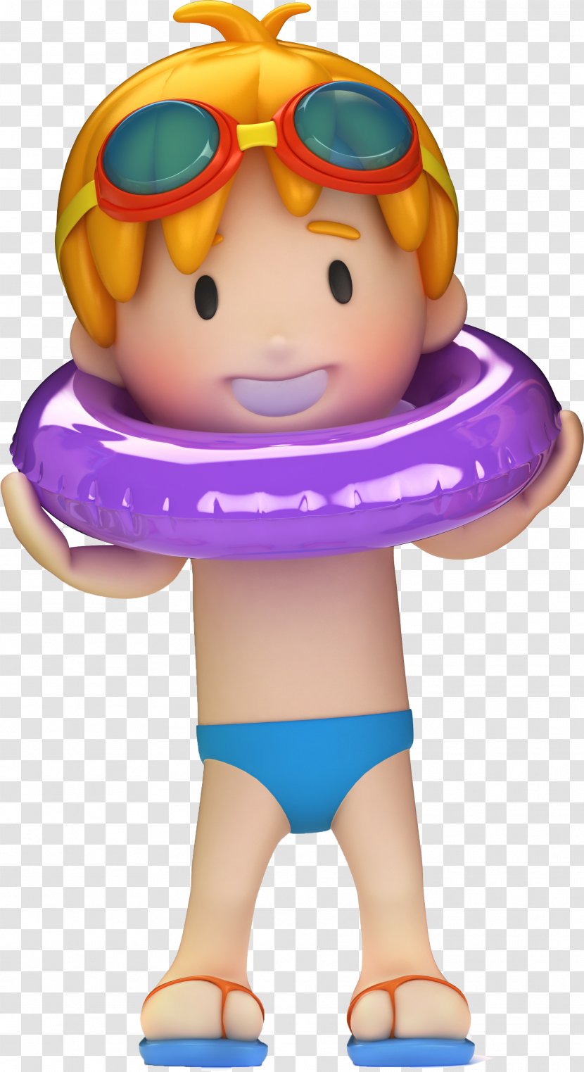 Cartoon Child Swimming - Woman - 3d Baby Pool Transparent PNG