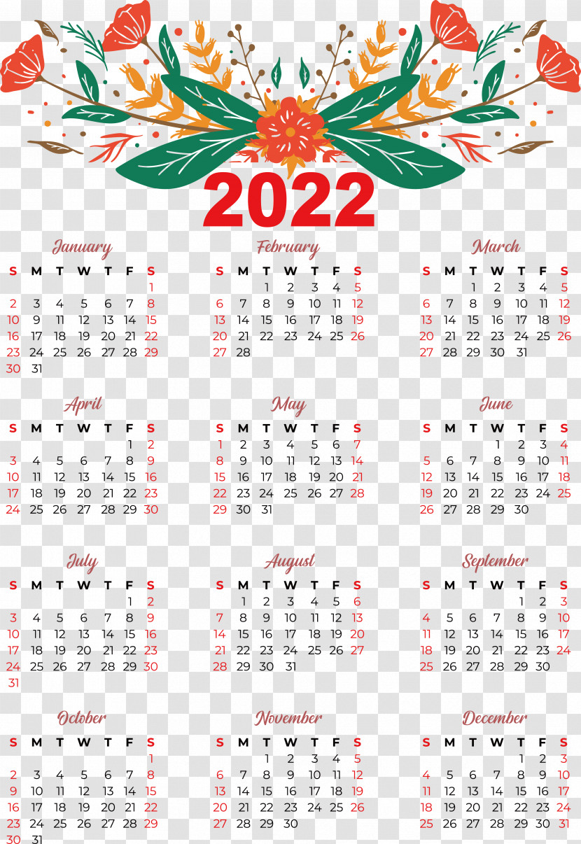 Calendar 2022新年快乐 Calendar Year January Raster Graphics Transparent PNG