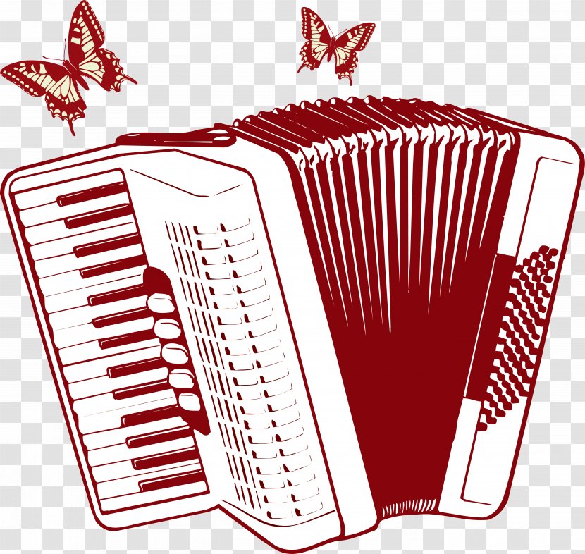 Accordion Musical Instrument Cdr - Tree - Red Line Vector Transparent PNG