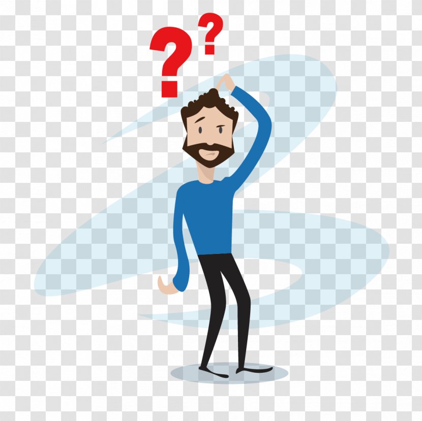 Question Mark Icon - Blue - Confused Cartoon Man Transparent PNG