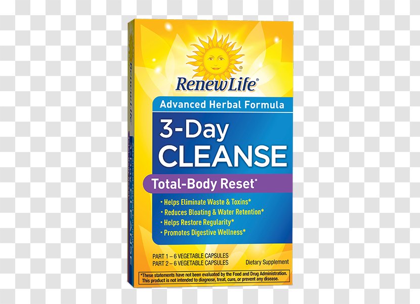 Dietary Supplement Detoxification ReNew Life Formulas, Inc. Colon Cleansing Probiotic - Yellow - Herb Day Transparent PNG