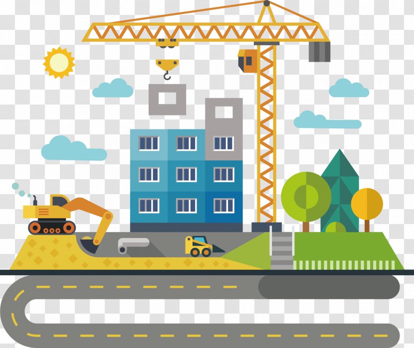 Architectural Engineering Building Bulldozer Illustration - Hand-painted Grass Transparent PNG