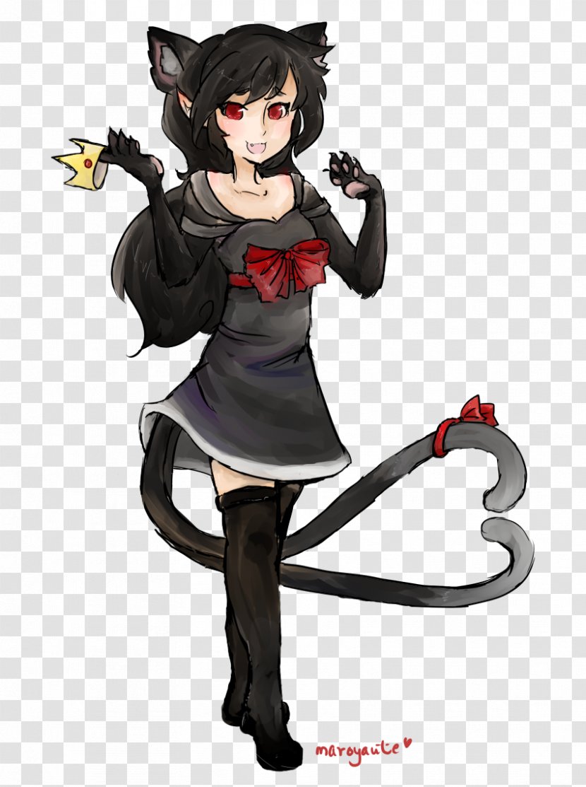 Demon Cat Cartoon Black Hair - Heart Transparent PNG