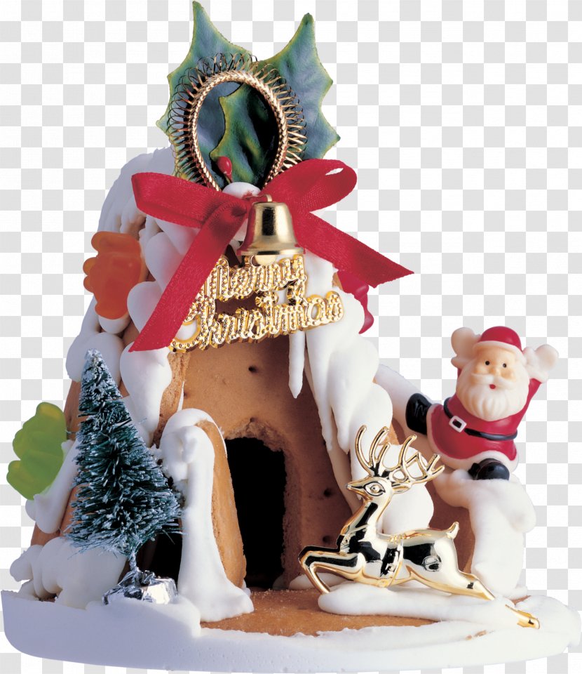 Santa Claus Gingerbread House Christmas New Year Clip Art - FIG. Transparent PNG