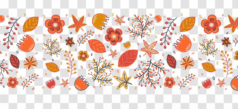 Cartoon Autumn Flowers - Peach Transparent PNG