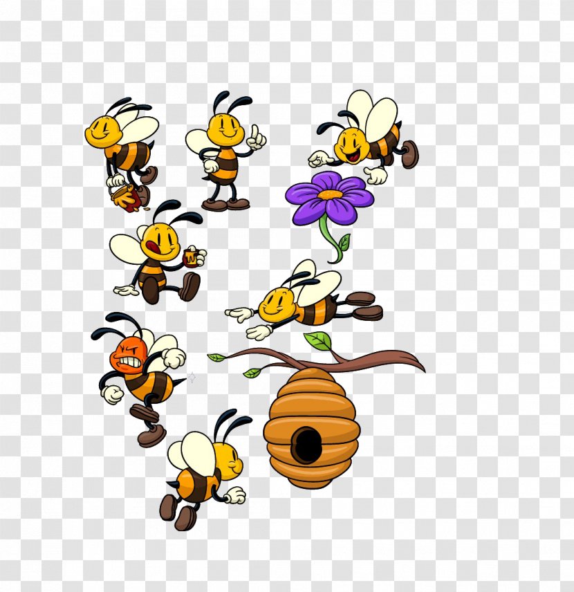 Beehive Hornet Cartoon - Pollinator - Honey Bees Transparent PNG
