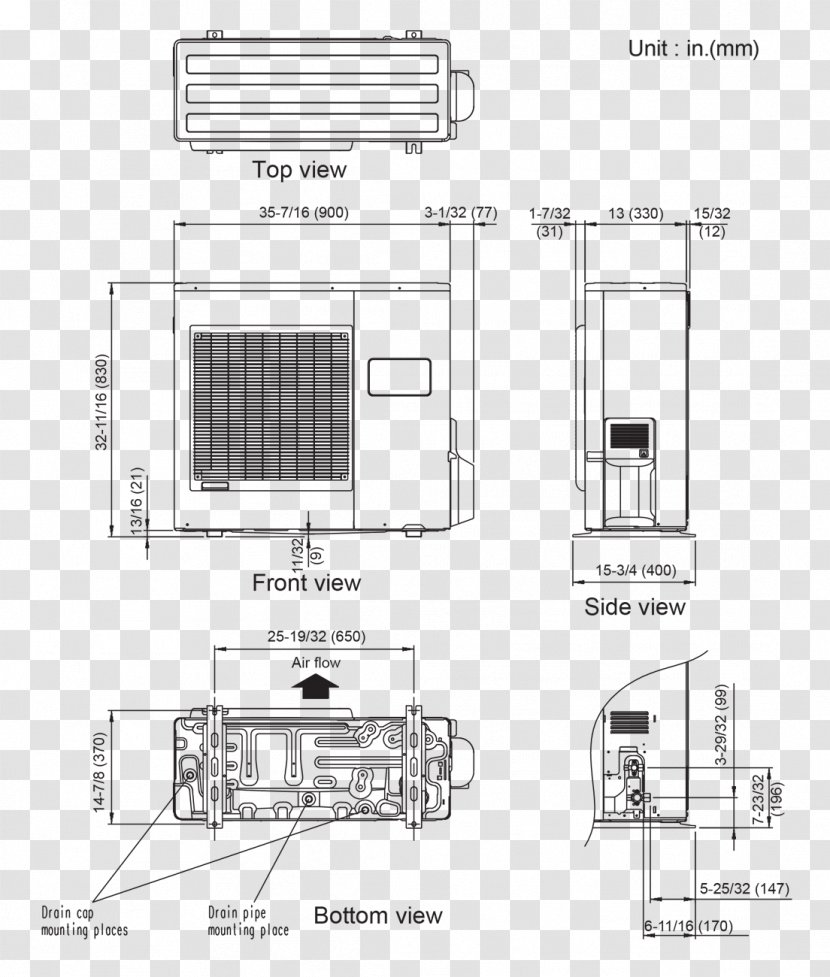 Floor Plan Unit Of Measurement Air Conditioning Architecture Fujitsu - Technical Drawing Transparent PNG