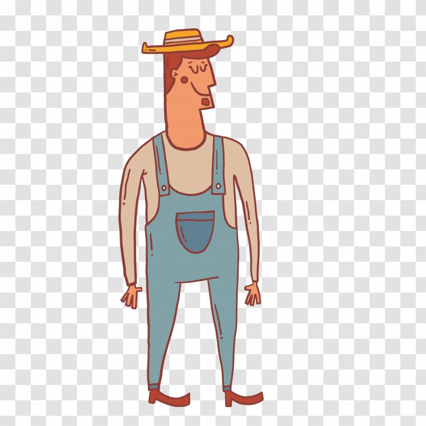 Farmer Drawing Agriculture - Tree - Retro Cartoon Hat Man Transparent PNG