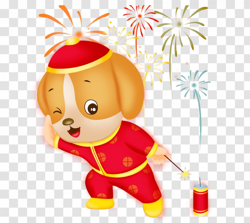 Dog Chinese New Year Firecracker Puppy Illustration - Festival - Storehouse Transparent PNG