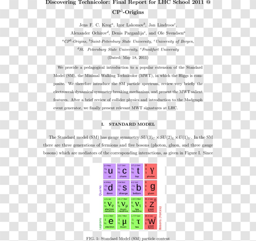 Document Particle Physics Line Standard Model - Diagram Transparent PNG