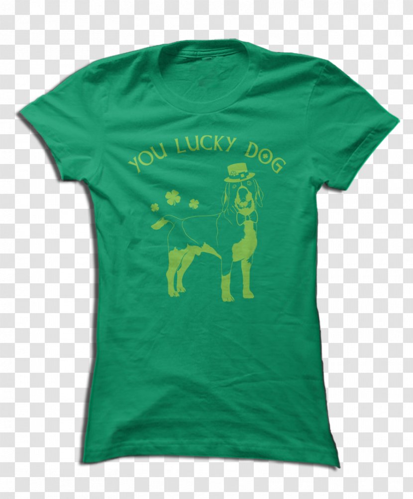 T-shirt Hoodie Neckline Clothing - Green - Lucky Dog Transparent PNG