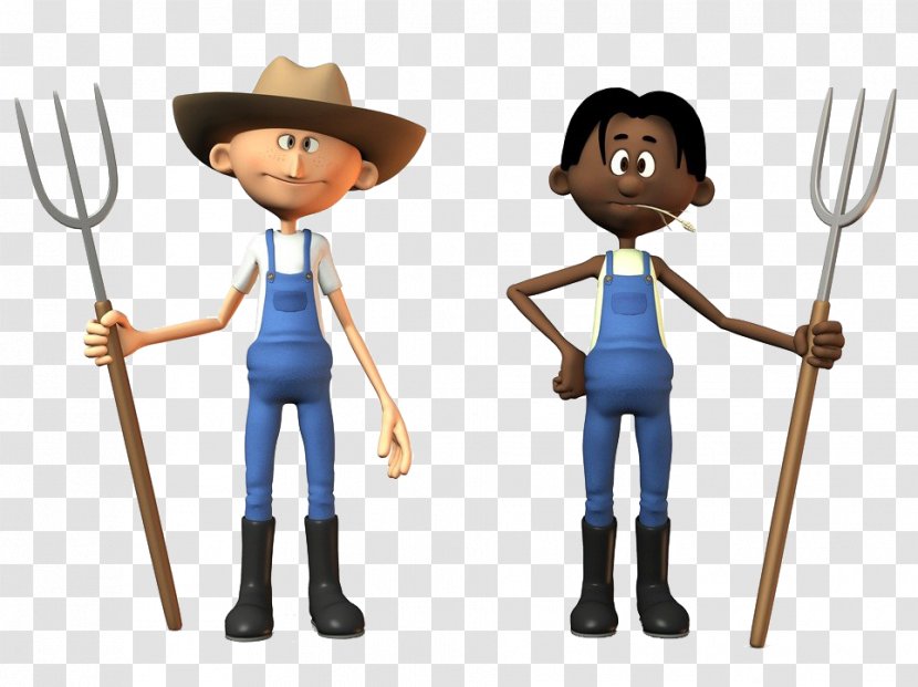 Farmer Agriculture Cartoon Stock Photography - Royaltyfree - Two People Who Take The Fork Transparent PNG