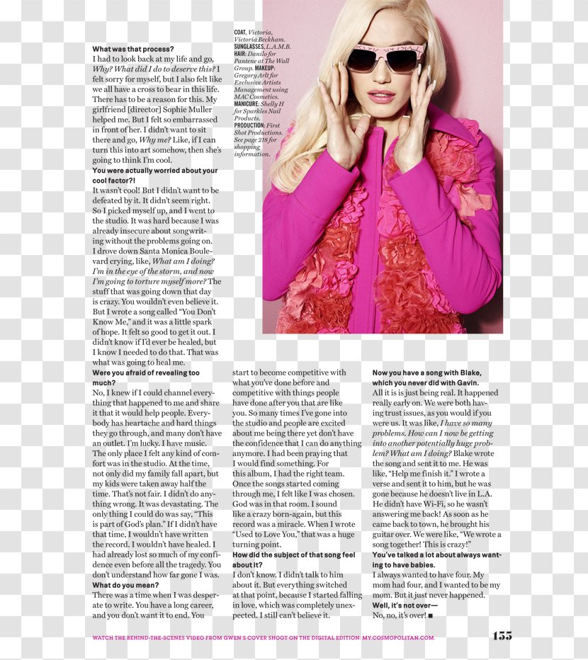 Gwen Stefani Magazine Cosmopolitan Everything In Time The September Issue - Cartoon - Aya Kanai Transparent PNG