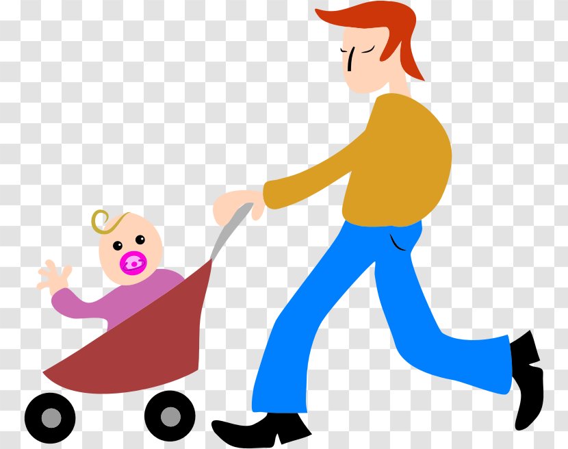 Baby Transport Infant Clip Art - Play - Dad, Father, Baby, Stroller Transparent PNG