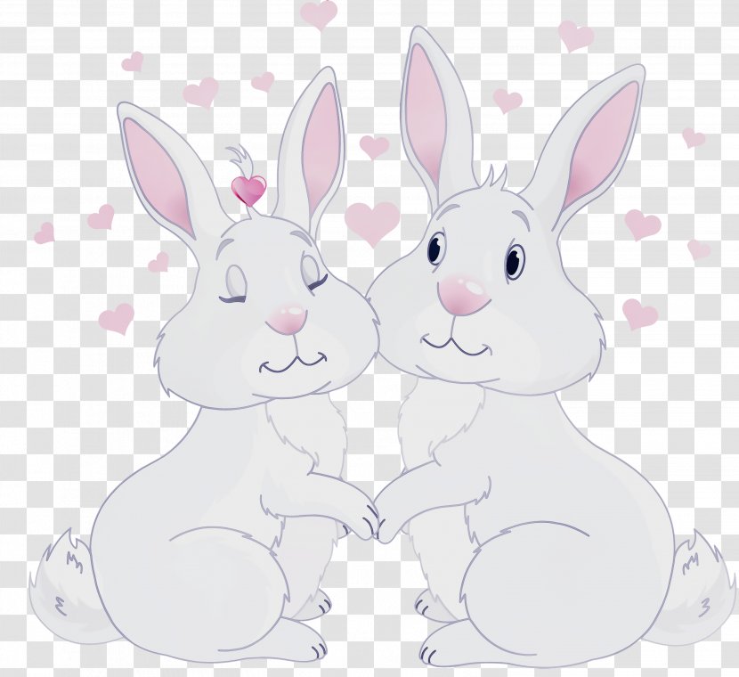 Rabbit Rabbits And Hares White Cartoon Pink - Whiskers Animal Figure Transparent PNG