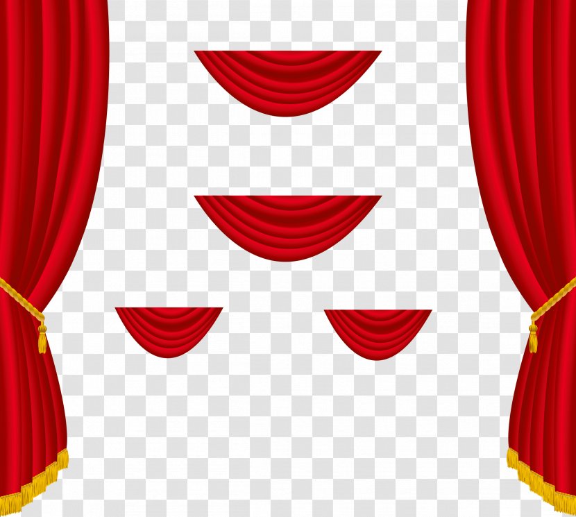 Theater Drapes And Stage Curtains Window Clip Art - Blinds Shades - Transparent Red Decoration Clipart Transparent PNG