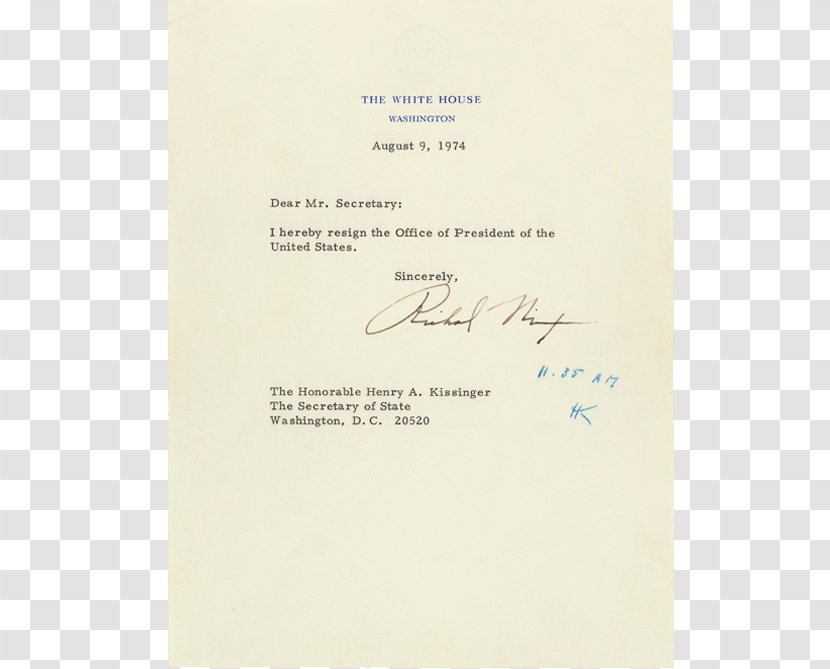 President Of The United States Watergate Scandal Letter Resignation - Gerald Ford - Intention. Transparent PNG