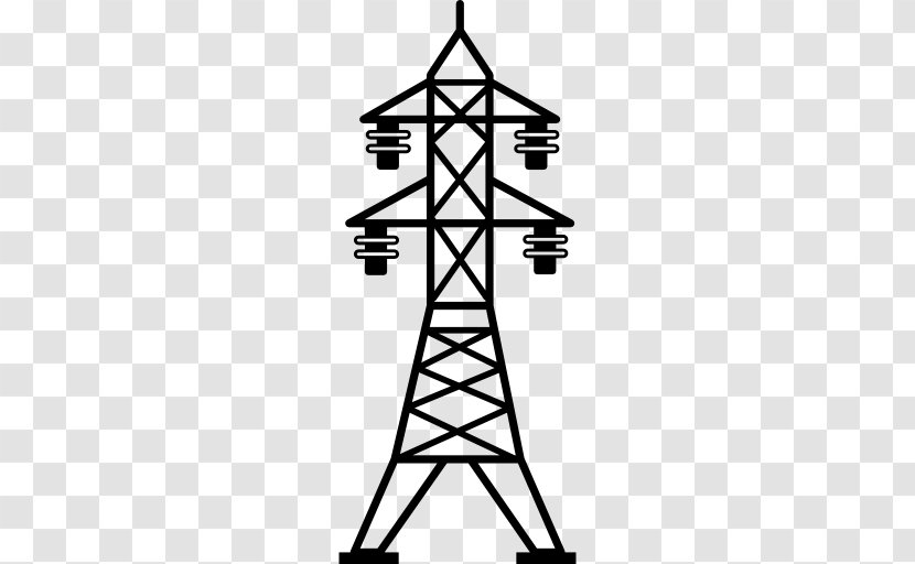 Transmission Tower Electric Power Overhead Line Electricity - Monochrome - High Voltage Transparent PNG