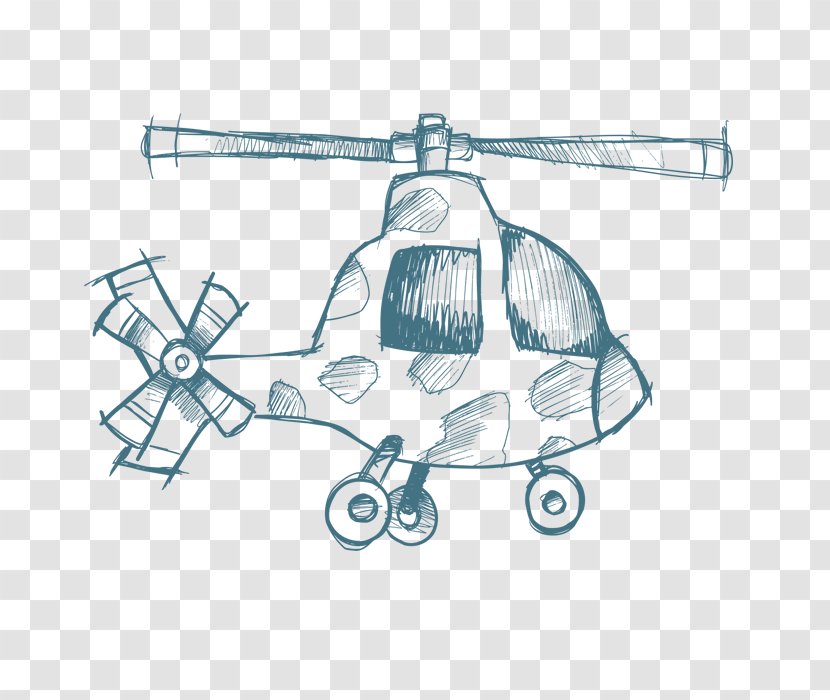 Helicopter Airplane - Rotorcraft - Hand Painted Transparent PNG