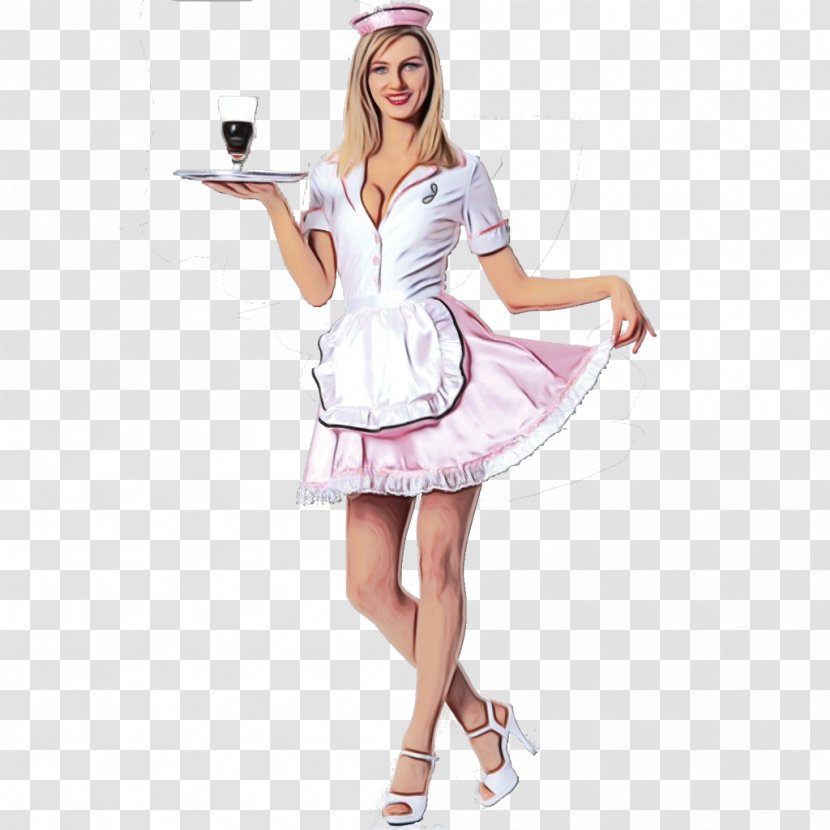 Clothing White Costume Pink Dress - Watercolor - Fictional Character Uniform Transparent PNG