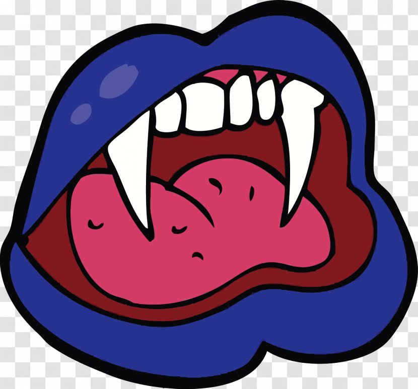 Vampire Lip Mouth Fang - Watercolor Transparent PNG