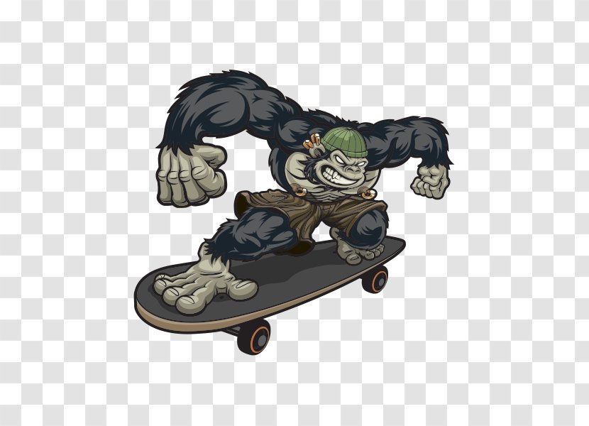 Western Gorilla Ape Skateboarding - Monkey Transparent PNG