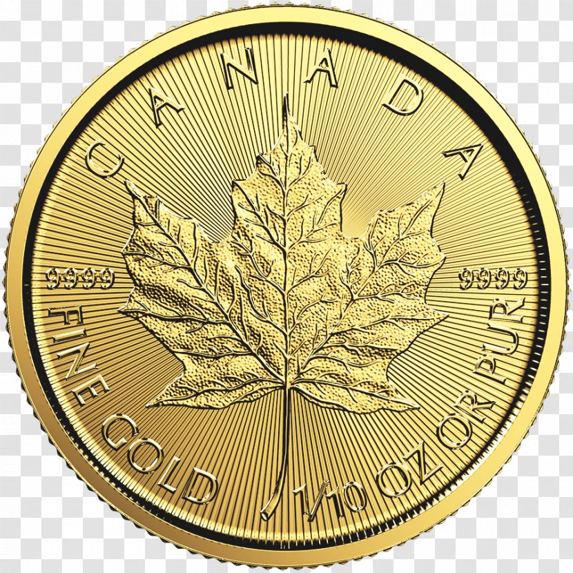 Canadian Gold Maple Leaf Coin Royal Mint Bullion - Precious Metal Transparent PNG