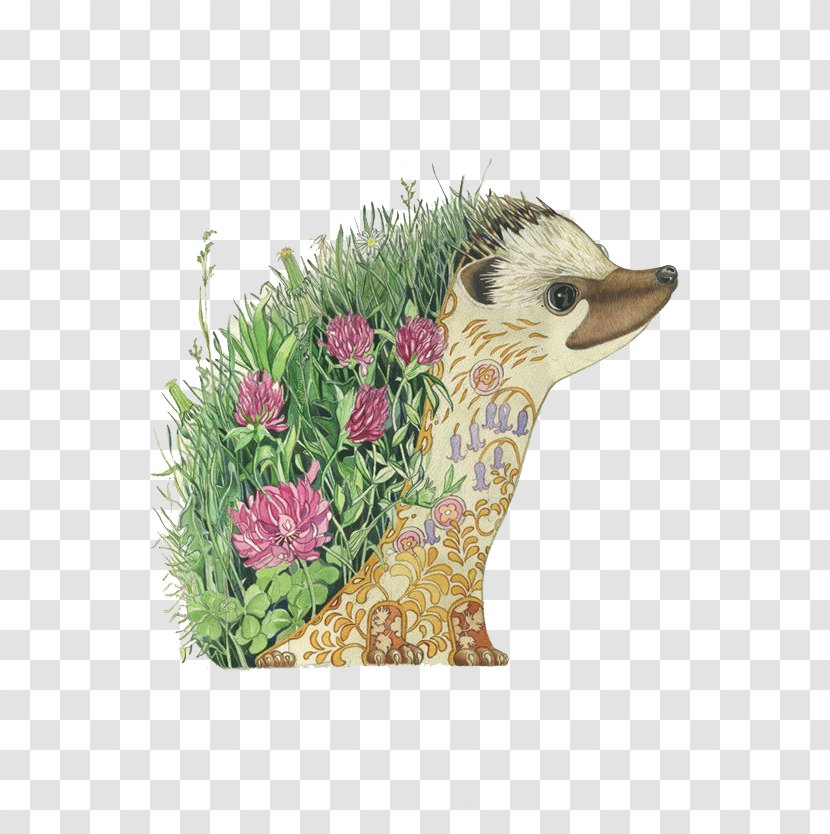 Hedgehog Artist Watercolor Painting Drawing - Beak - Flower Transparent PNG