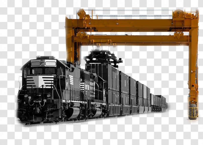 Train Rail Transport Crane Locomotive Railroad Car - Intermodal Freight Transparent PNG