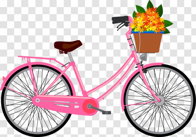 Racing Bicycle Cycling Step-through Frame Clip Art - Cruiser - Vector Pink Pattern Transparent PNG
