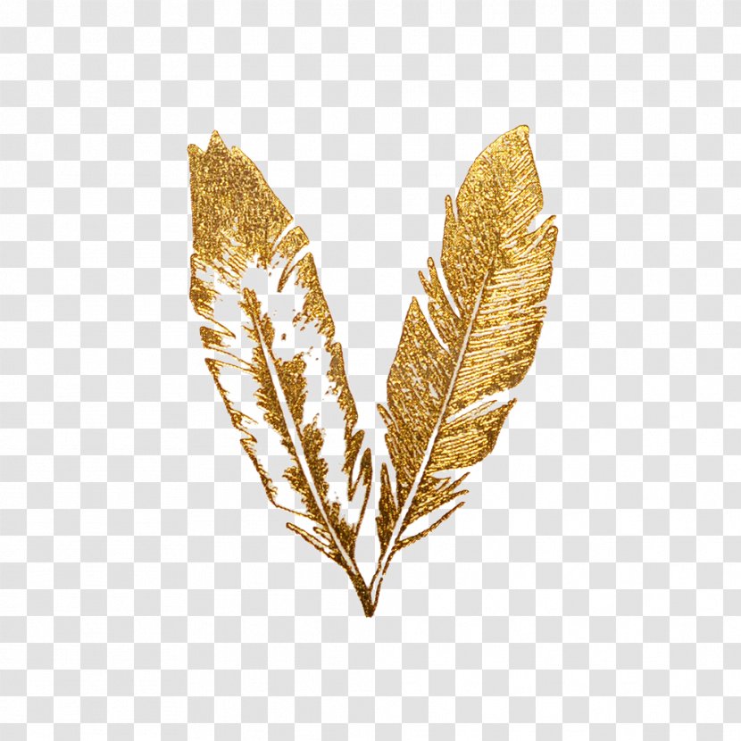 Feather Gold Flash Tattoo - Brooch - Texture Transparent PNG