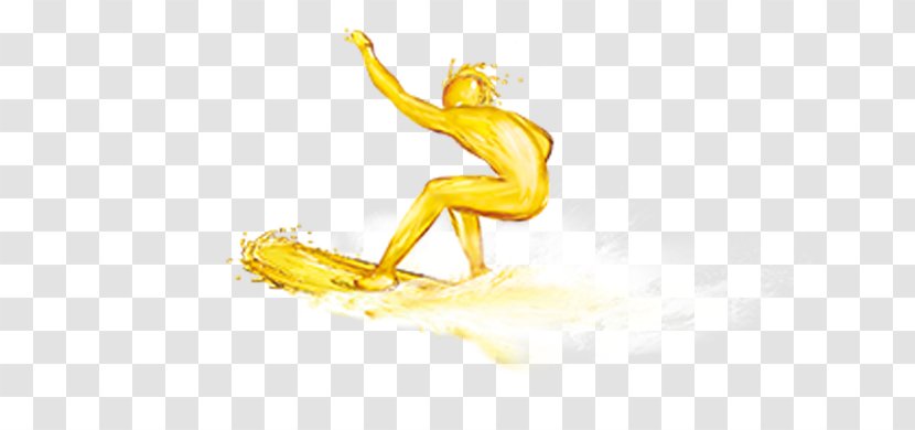 Surfing - Yellow - Beer Man Transparent PNG