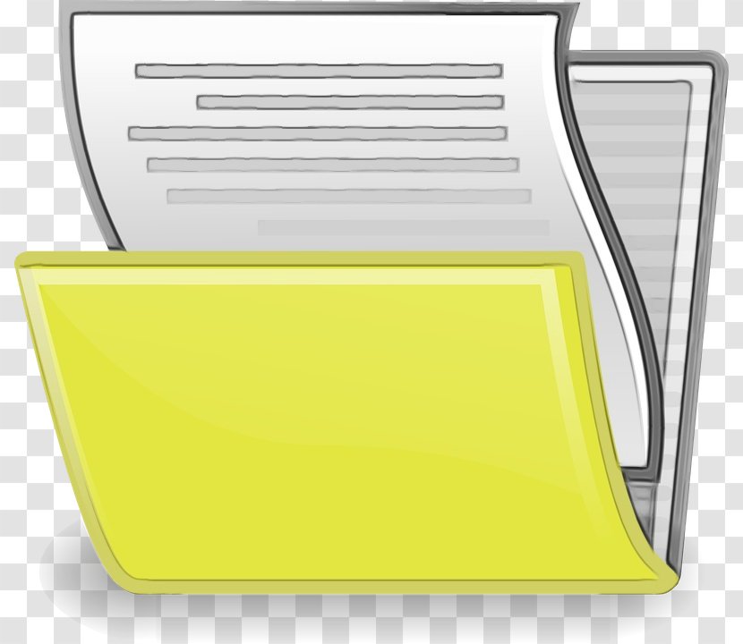 Yellow Paper Product Document Serving Tray - Watercolor Transparent PNG