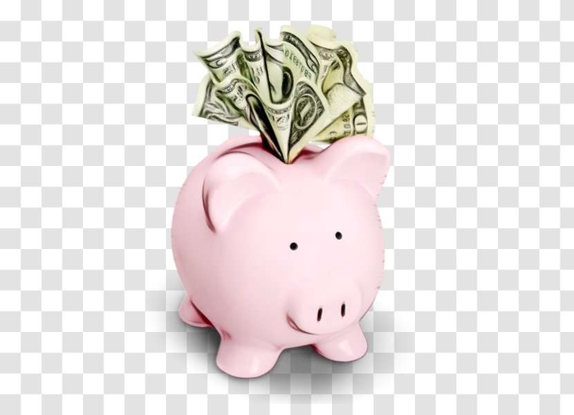 Piggy Bank - Watercolor - Animal Figure Cash Transparent PNG