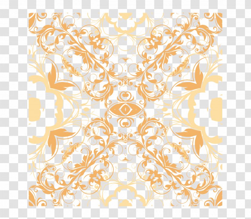 Flower Euclidean Vector Birdy Game Pattern - Gold Retro Palace Transparent PNG