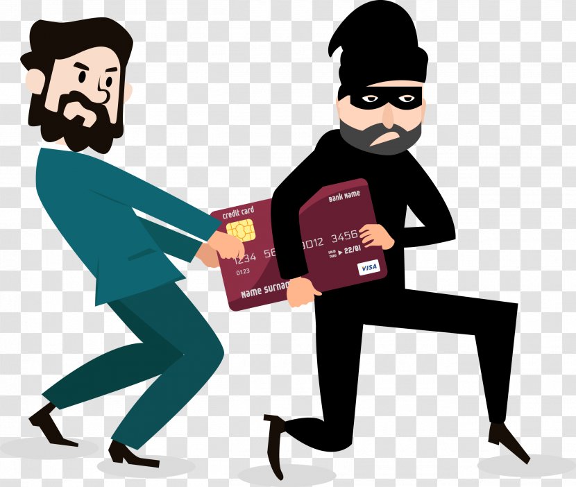 Cartoon Robbery Graphic Design - Sitting - Thieves Rob The Bank Card Transparent PNG