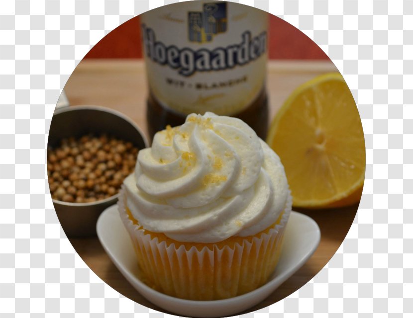 Cupcake Wheat Beer Hoegaarden Brewery Cream - Icing - Lemon Peel Transparent PNG