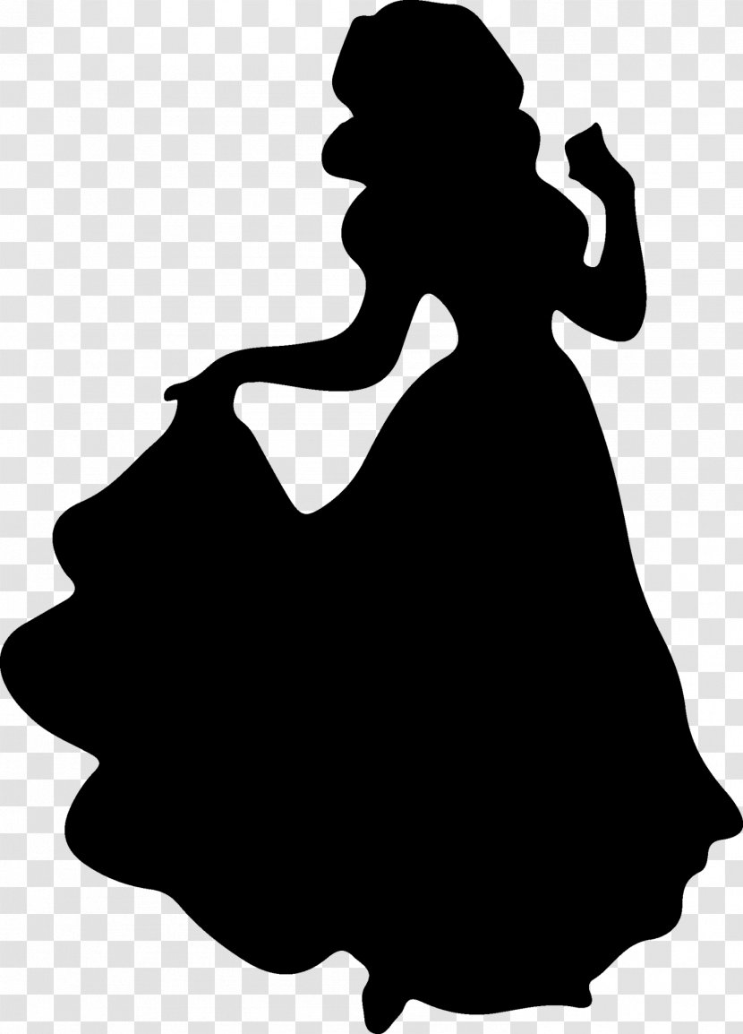 Snow White Tiana Cinderella Silhouette Clip Art - Monochrome Transparent PNG