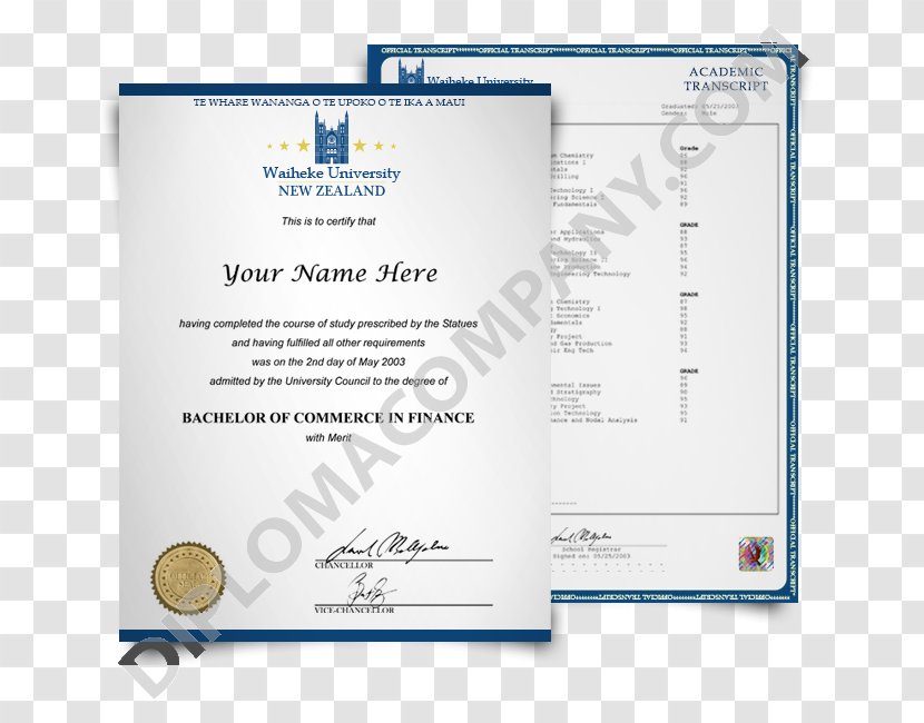 Massey University Of Auckland Otago Massey, New Zealand Diploma - Fakedegree Transparent PNG