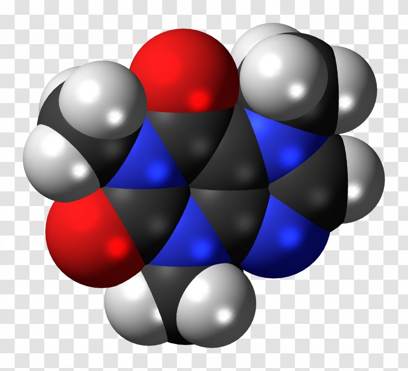 Caffeine Molecule Space-filling Model Chemistry Xanthine - Sodium Chloride Transparent PNG