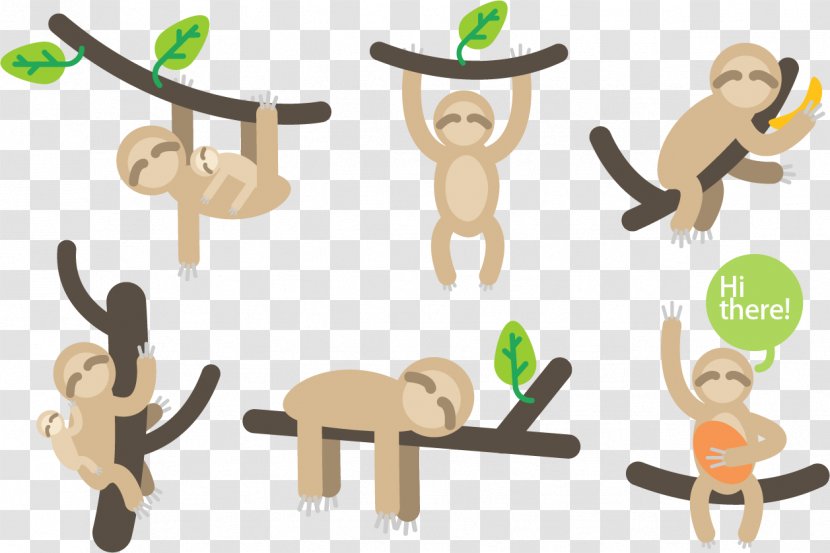 Monkey Sloth Cartoon Illustration - Stuffed Toy - Vector Few Monkeys Transparent PNG