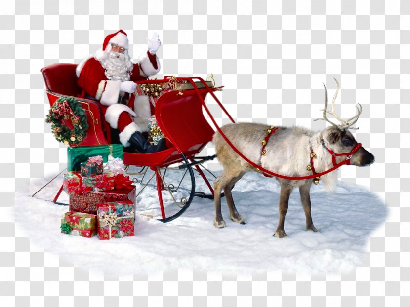 Santa Claus Ded Moroz Christmas Clip Art - Sled - Santa's Sleigh Transparent PNG